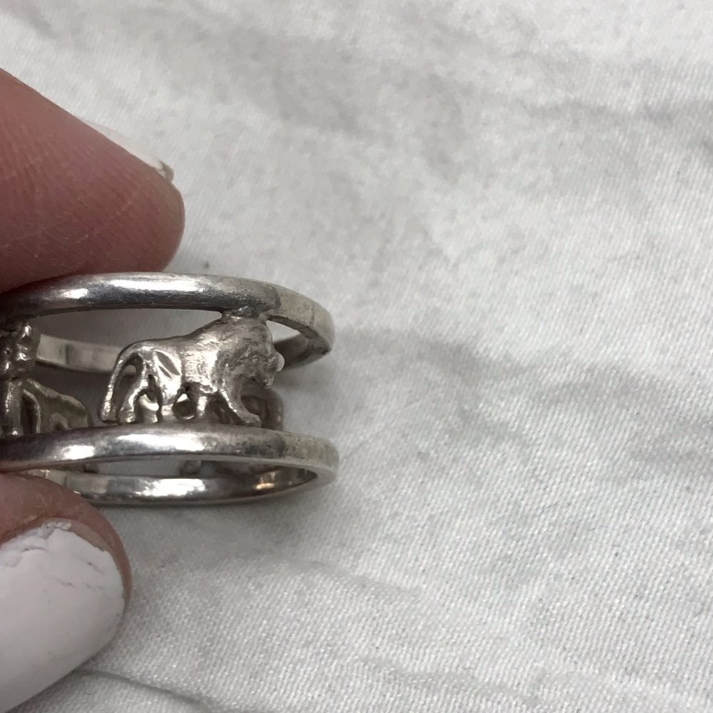 Vintage Sterling Silver Animal Ring Lion Rhino Hippo - Picture 15 of 15